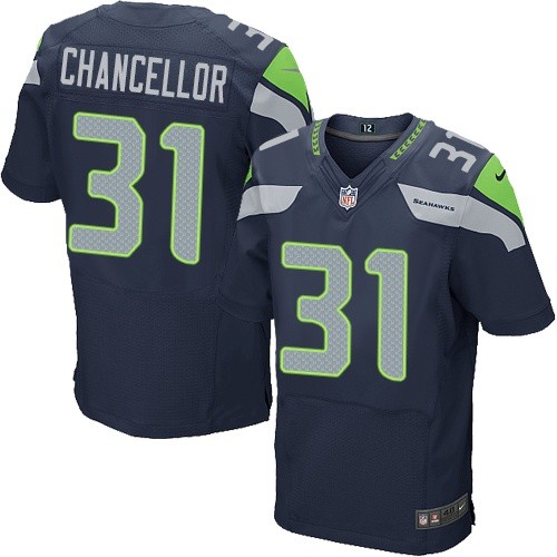 Men's Elite Kam Chancellor Nike Jersey Navy Blue Home - #31 NFL Seattle Seahawks